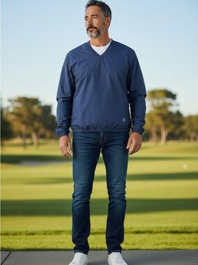 FootJoy Golf Navy V-Neck Windbreaker Pullover Size L